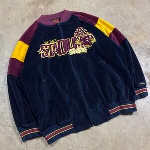 Vintage AKDMKS Dark Navy Graphic Streetwear Zip-Up Jacket